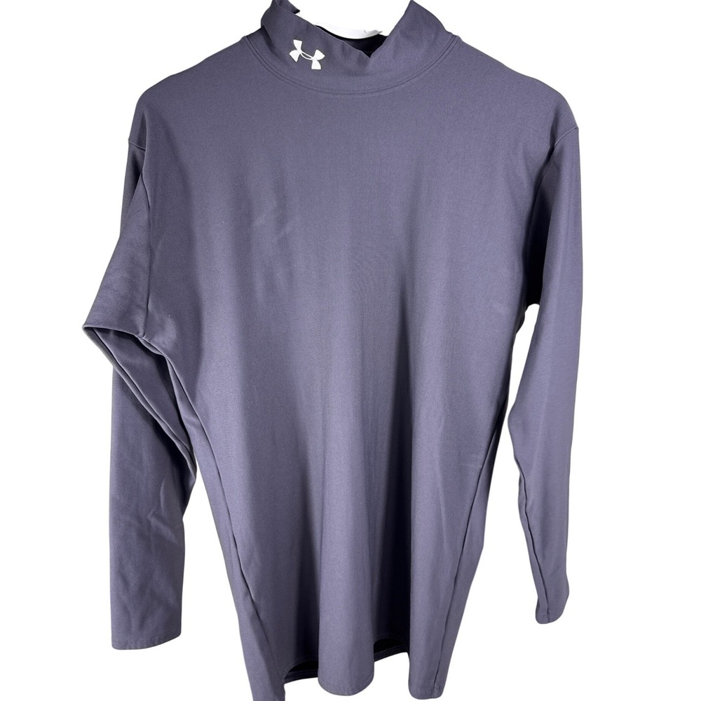 Under Armour ColdGear Mens XL Mock Neck Long Sleeve Compression Shirt Gray